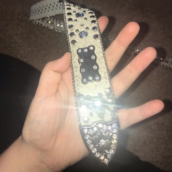 Genuine Leather Cowhide Rhinestone Belt